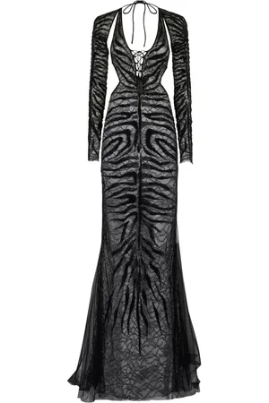 Roberto Cavalli Skir tigermönstrad aftonklänning