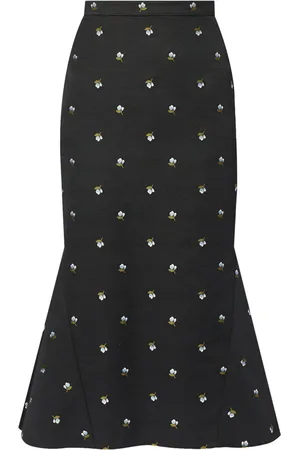 Erdem Blommig utsvängd pennkjol i jacquard