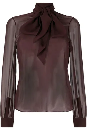 Saint Laurent Halvskir blus med knytkrage