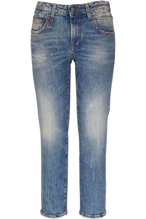R13 Croppade jeans med blekt effekt