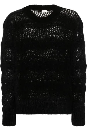Saint Laurent Glesstickad tröja med rundad hals