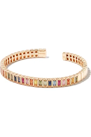 Suzanne Kalan Inlay Classic Rainbow armring i 18K gult guld med safir