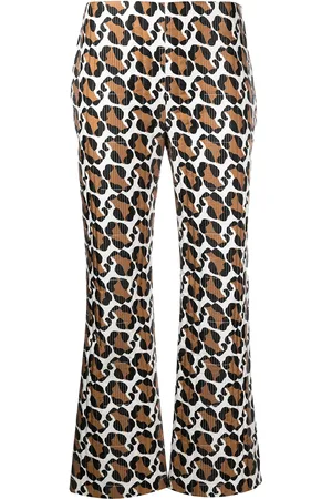 Fendi Leopardmönstrade byxor med stygn