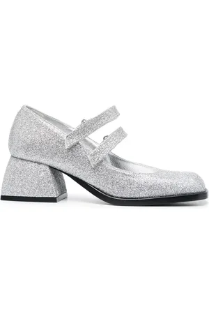 NODALETO Lädersandaler med glittrig detalj