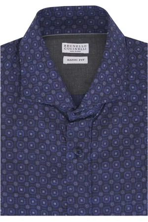 Brunello Cucinelli Mosaikmönstrad skjorta