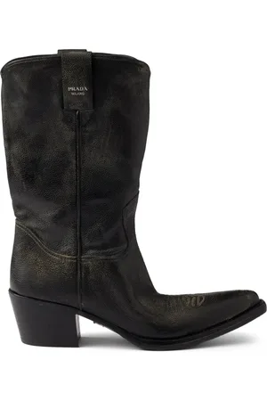 Prada Ankelboots i kornigt läder