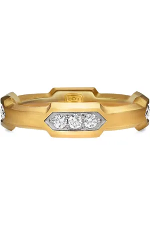 David Yurman Hex Station diamantring i 18K gult guld (6 mm)