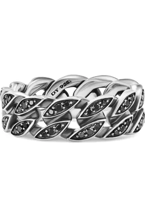 David Yurman Curb Chain diamantring i sterlingsilver (8 mm)