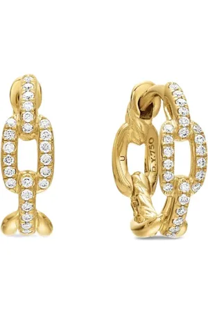David Yurman Hoop Stax diamantörhängen i 18K gult guld (12,5 mm)