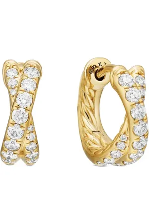 David Yurman Crossover hoops i 18K gult guld med diamant (12 mm)