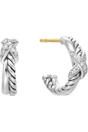 David Yurman Petite X diamanthoops i sterlingsilver (12,6 mm)