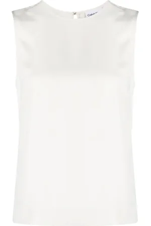 Calvin Klein ärmlös blus med rundad hals