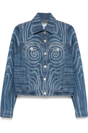 Jean Paul Gaultier Spiralmönstrad jeansjacka