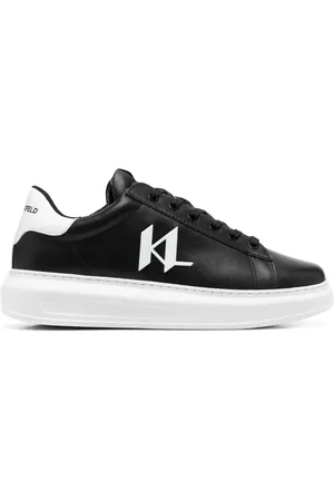 Karl Lagerfeld Lädersneakers med logotypapplikation