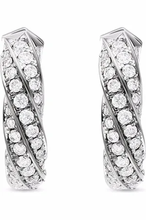 David Yurman Cable Edge diamantörhängen i sterlingsilver (13 mm)