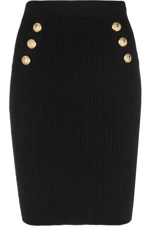 Balmain Stickad kjol med hög midja