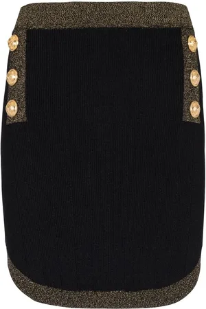 Balmain Stickad minikjol med knappar