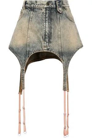 EgonLab Kort jeanskjol med sprumpebandsdetalj