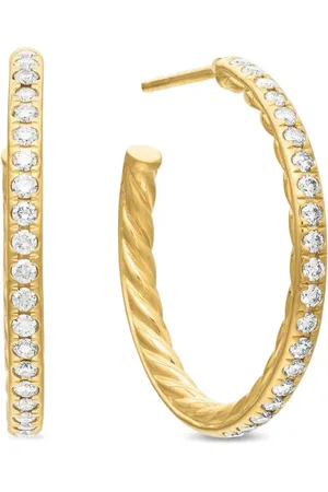 David Yurman Diamanthoops i 18K gult guld (25,4 mm)