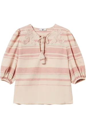 Twin-Set Randig blus med brodyr