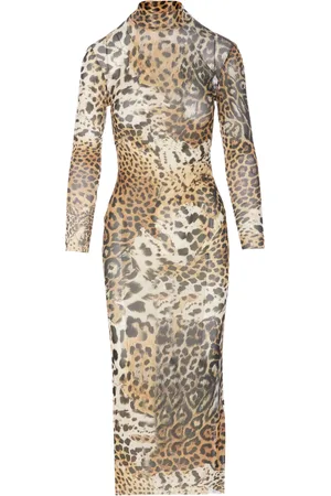 Roberto Cavalli Leopardmönstrad midiklänning
