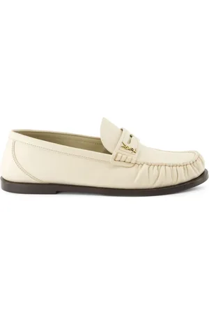 Saint Laurent Läderloafers med logotypplakett