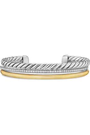David Yurman DY Mercer® Three Row diamantarmband i 18K gult guld och sterlingsilver