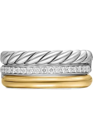David Yurman DY Mercer® diamantring i 18K gult guld och sterlingsilver