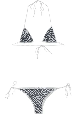 Oseree Zebramönstrad bikiniöverdel i lurex
