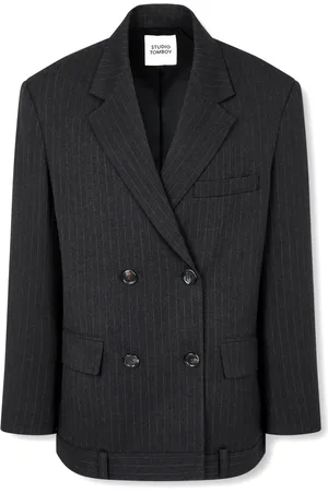 Studio Tomboy Kritstrecksrandig dubbelknäppt blazer