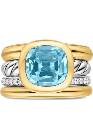 David Yurman DY Mercer® Four Row diamantring i 18K gult guld och sterlingsilver