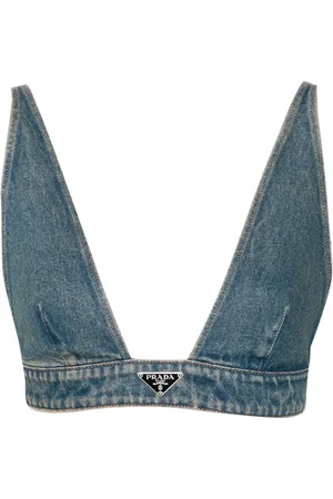Prada Randigt croptop med logotyp