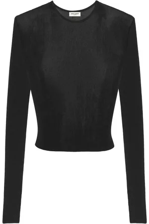Saint Laurent Stickad topp med rundad hals