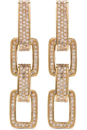 Shay Triple Deco Link diamantörhängen i 18K gult guld