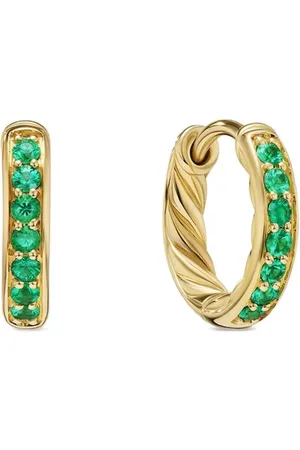 David Yurman örhängen i 18K gult guld med smaragd