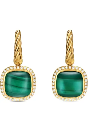 David Yurman Albion diamantring i 18K gult guld med malakit
