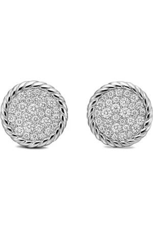 David Yurman DY Elements Button diamantörhängen i sterlingsilver