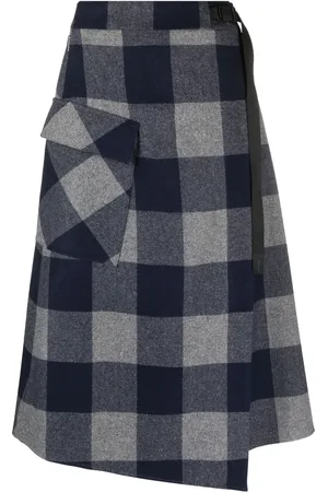 Woolrich Asymmetrisk rutig midikjol