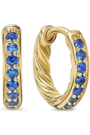 David Yurman Petite Pavé hoop i 18K gult guld (12 mm)