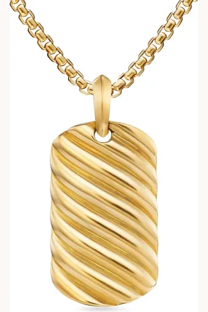 David Yurman Skulpterad kabelbricka i 18K gult guld (35 mm)