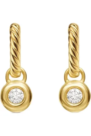 David Yurman Petite Cable diamantörhängen i 18K gult guld (17,5 mm)