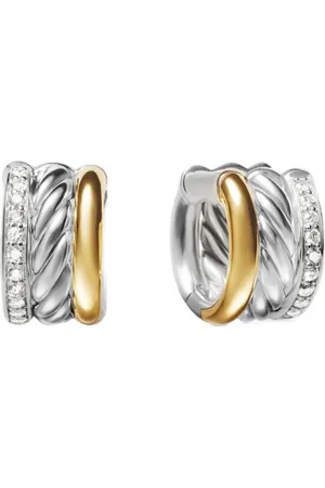 David Yurman DY Mercer diamantörhängen i 18K gult guld och sterlingsilver (14 mm)