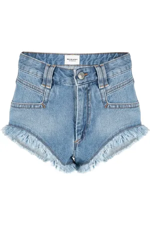 Marant Etoile Eneidao jeansshorts med fransar