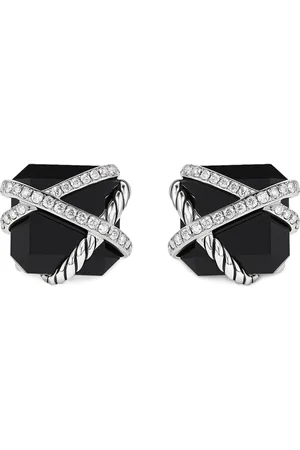 David Yurman Cable Wrap diamantörhängen i sterlingsilver (12 mm)