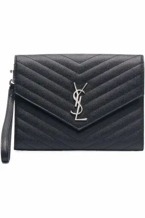 Saint Laurent Chevronquiltad kuvertväska med logotypplakett