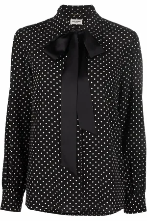 Saint Laurent Prickig blus med knytkrage