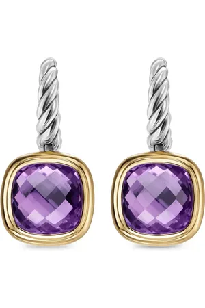 David Yurman Albion örhängen i 18K gult guld och sterlingsilver med ametist