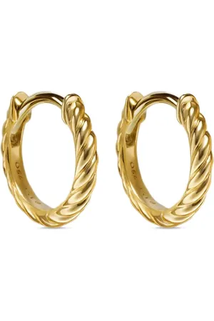 David Yurman Sculpted Cable Micro huggie hoop i 18K gult guld (10,7 mm)