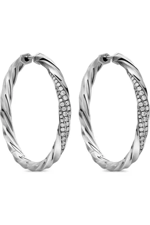 David Yurman Cable Edge diamanthoops i sterlingsilver