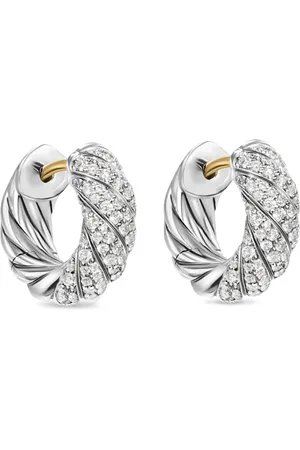 David Yurman Sculpted Cable diamanthoops i sterlingsilver (14,4 mm)